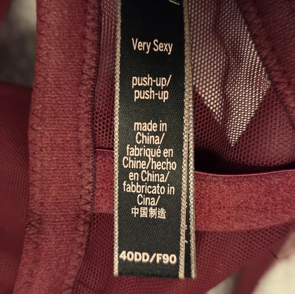 Victoria's Secret: Very Sexy Push-up Harness Burgundy Red Lace Bra. Size 40DD. - Picture 6 of 15